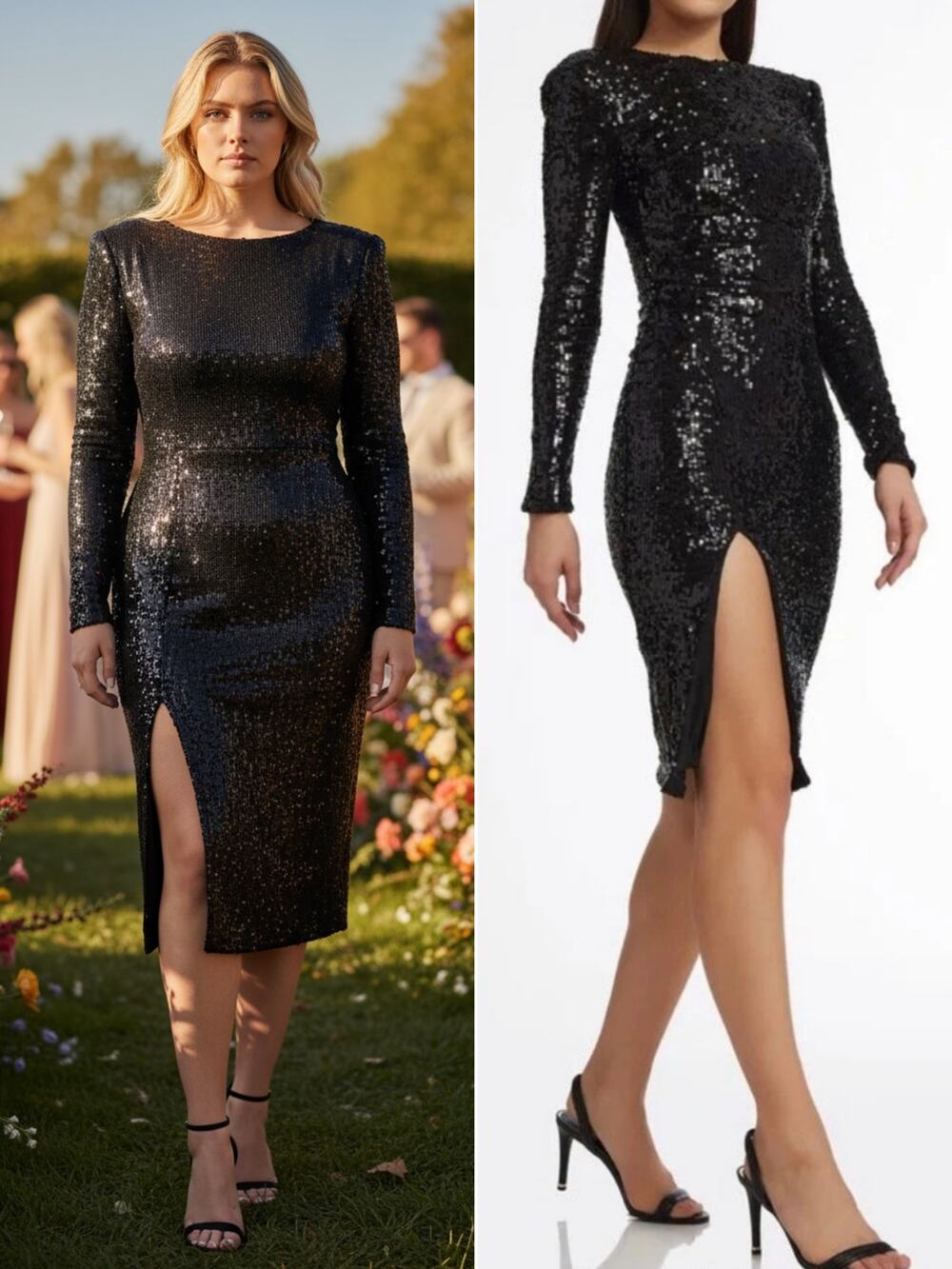 Dress The Population Black Sequin Dress Wedding Guest